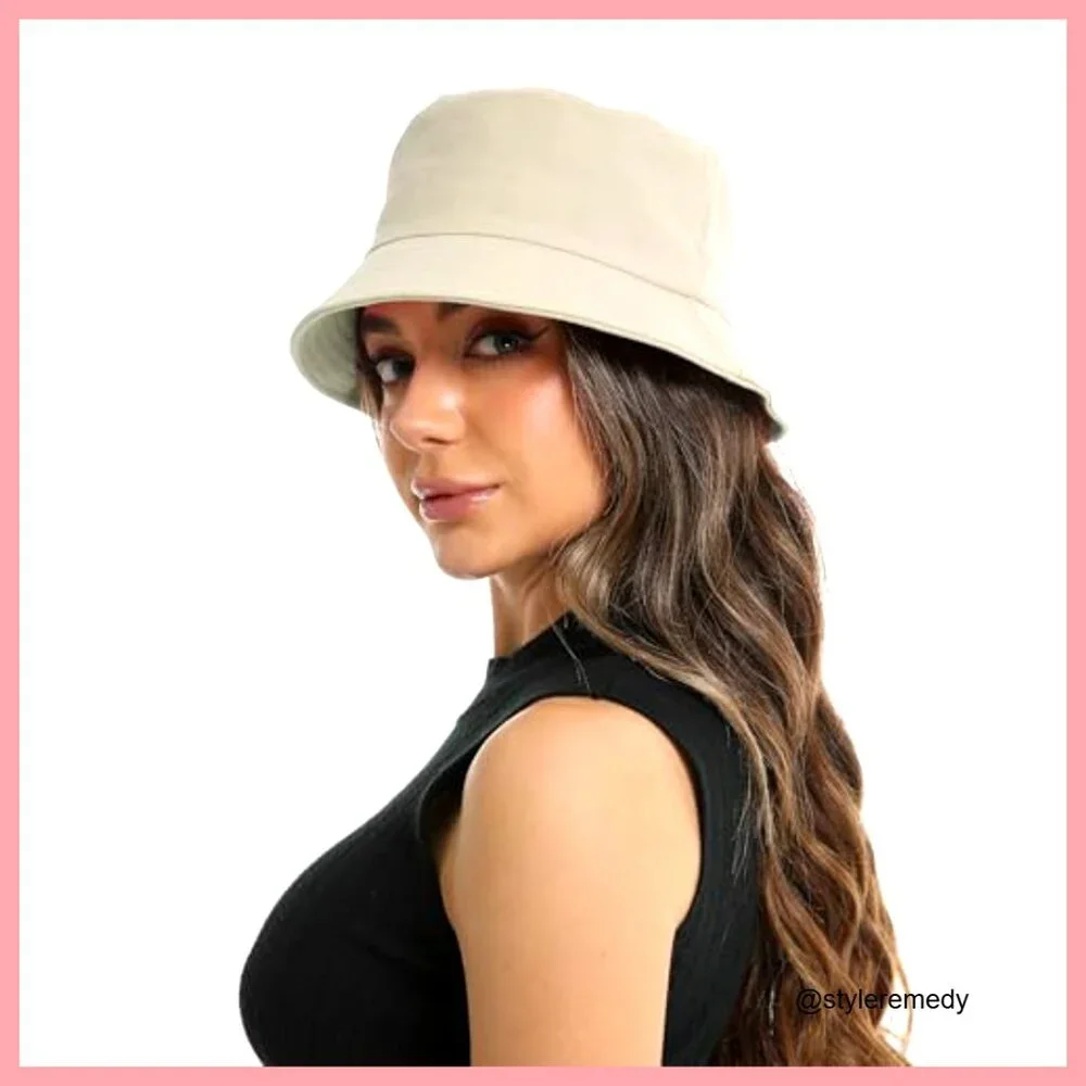 Cotton Bucket Hat with UPF 50+ Sun Protection, Adjustable Drawstring